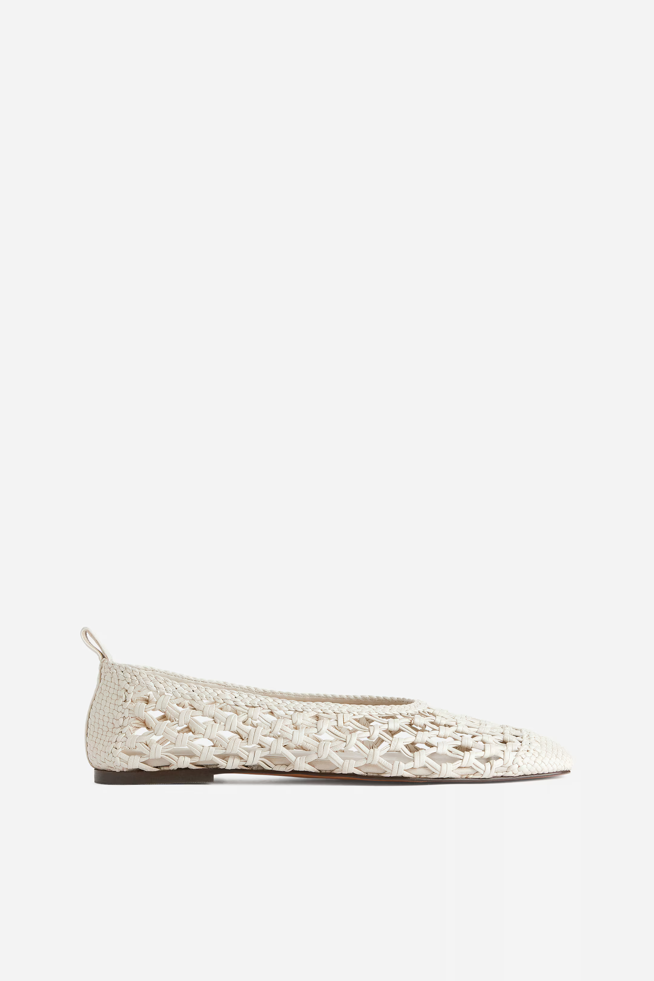 Crochet Leather Ballerina - No heel - White - Ladies | H&M GB | H&M (UK, MY, IN, SG, PH, TW, HK)