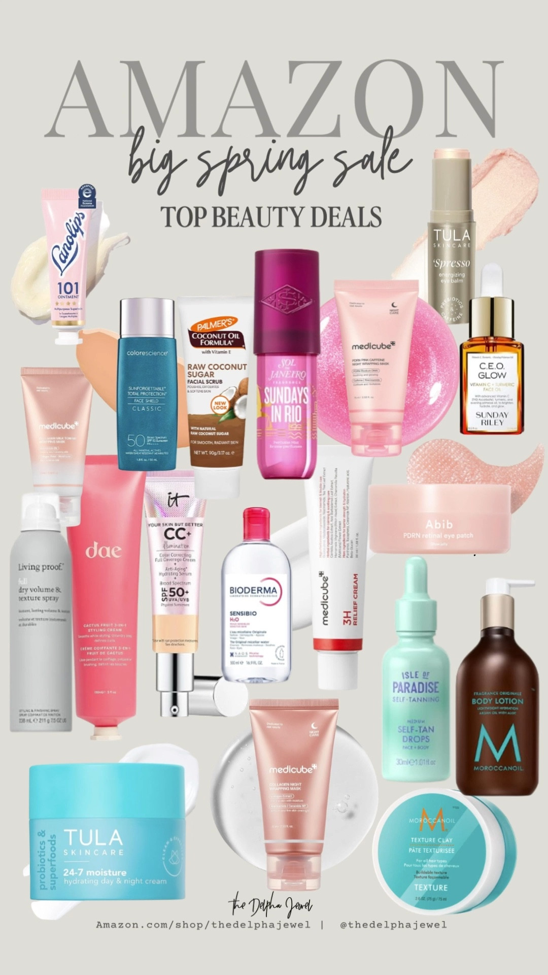 All of my favorite products in one spot! Amazon big spring sale has the best deals on these beauty products! ‼️

Tula skincare, medicube, Korean skincare, dae haircare, Living Proof dry shampoo, Palmer's coconut, sol de jeneiro, Sunday Riley ceo glow, bioderma, isle of paradise tanning drops, it cosmetics cc cream, Moroccan oil, Abib eye gels

#LTKBeauty #LTKselfcare #LTKSaleAlert