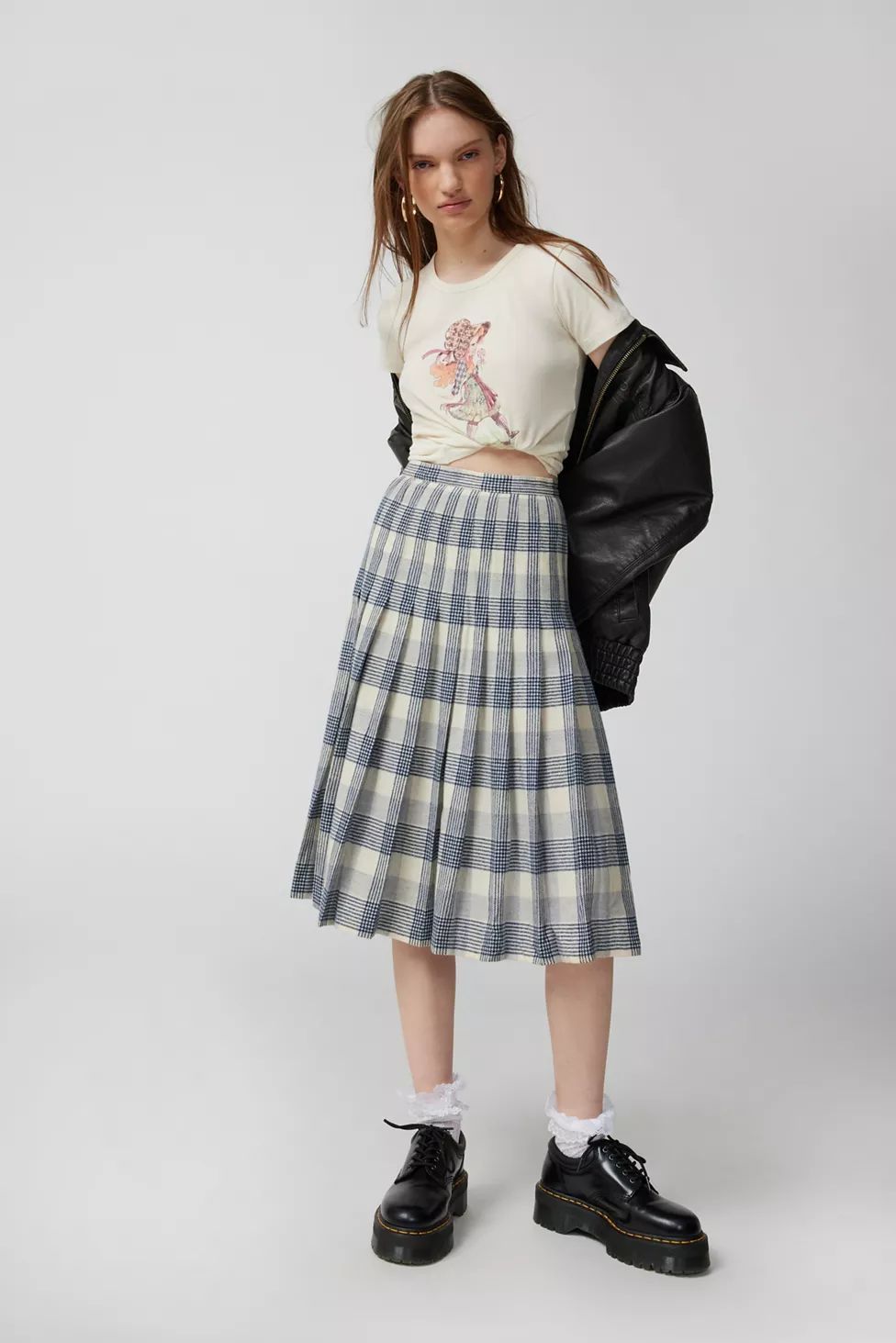 Urban Renewal Vintage Plaid Pleated Midi Skirt | Urban Outfitters (US and RoW)
