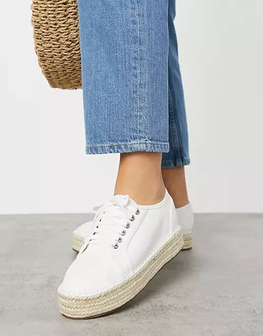 ASOS DESIGN James flatform sneaker espadrilles in cream | ASOS (Global)