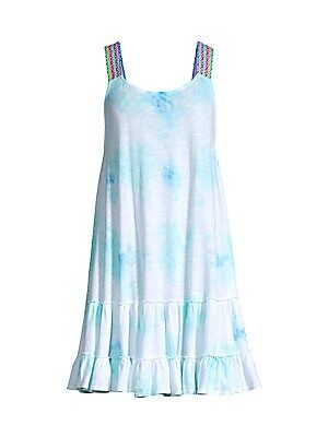 Tie-Dye Gathered Mini Cover-Up Dress | Saks Fifth Avenue