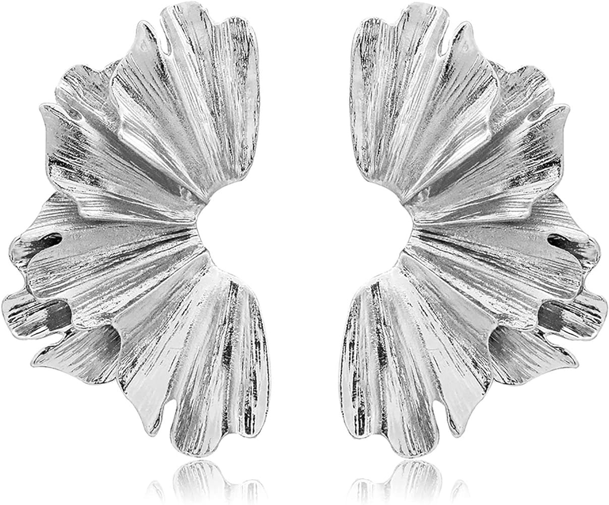 Gold Statement Earrings for Women Large Geometric Dangle Earrings Bohemian Ginkgo Leaf Heart Flow... | Amazon (US)