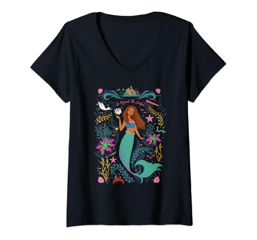 Disney Princess The Little Mermaid Ariel Beyond the Surface V-Neck T-Shirt | Amazon (US)