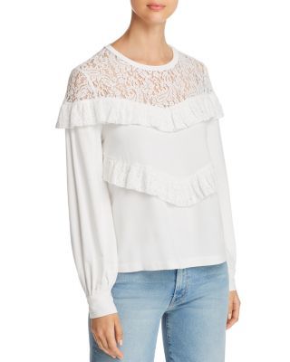 Marled Ruffled Lace-Yoke Sweatshirt | Bloomingdale's (US)