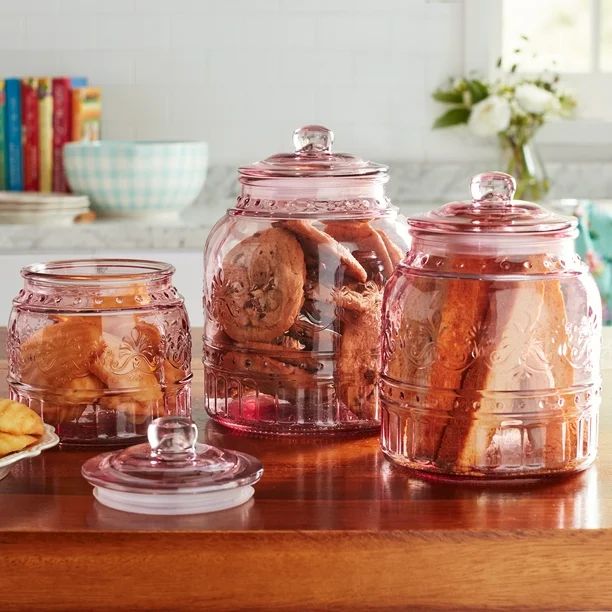 The Pioneer Woman Cassie Glass Canister, Rose | Walmart (US)