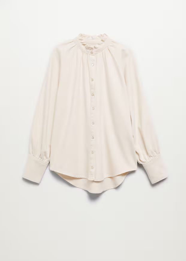 Ruffled lyocell blouse | MANGO (US)