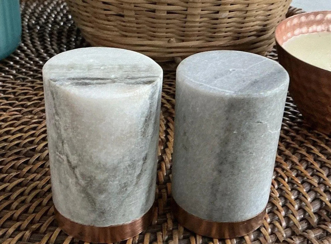 Marble Salt & Pepper Shakers With Copper Base - Etsy | Etsy (US)