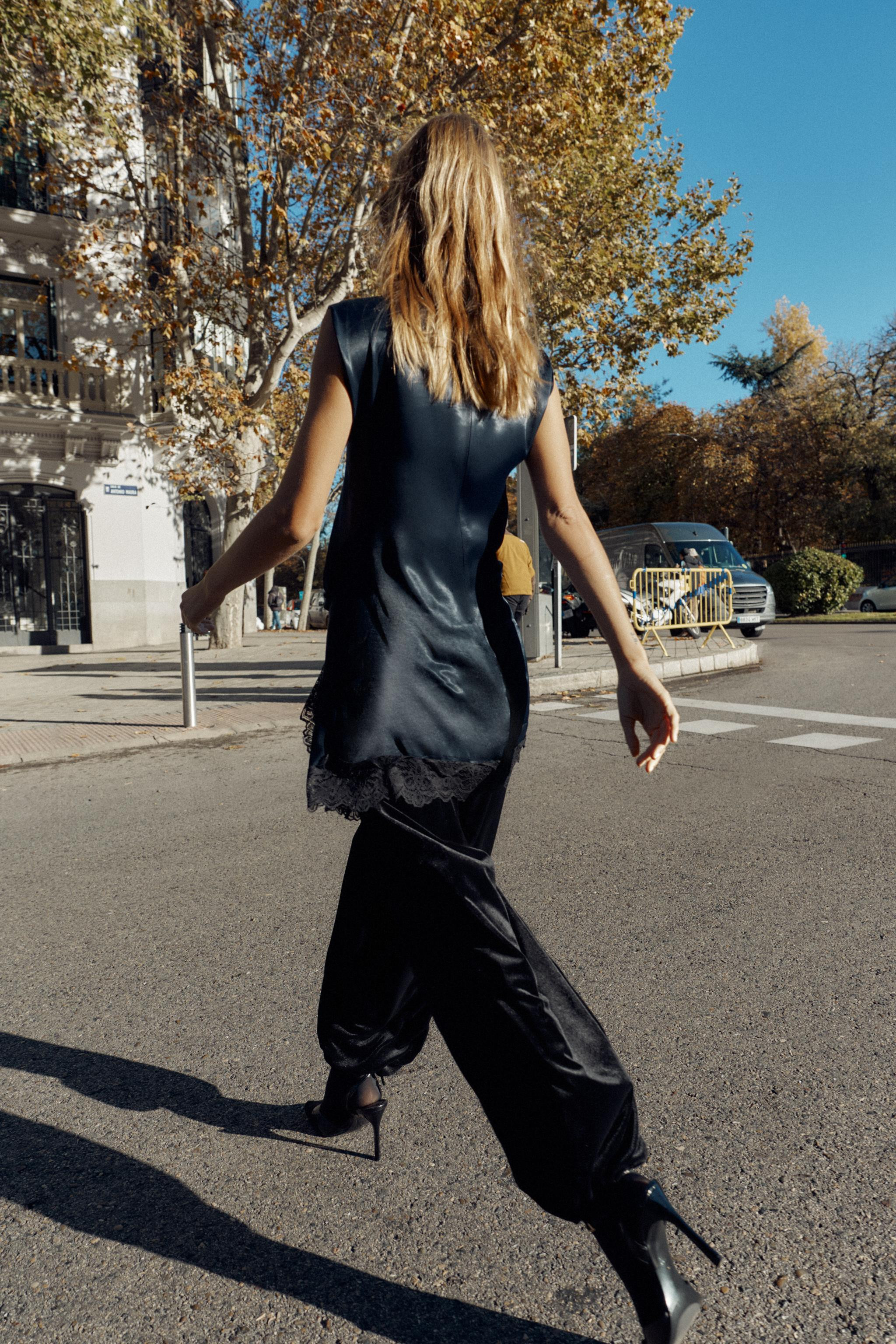 MINI SATIN DRESS WITH LACE DETAIL | Zara UK