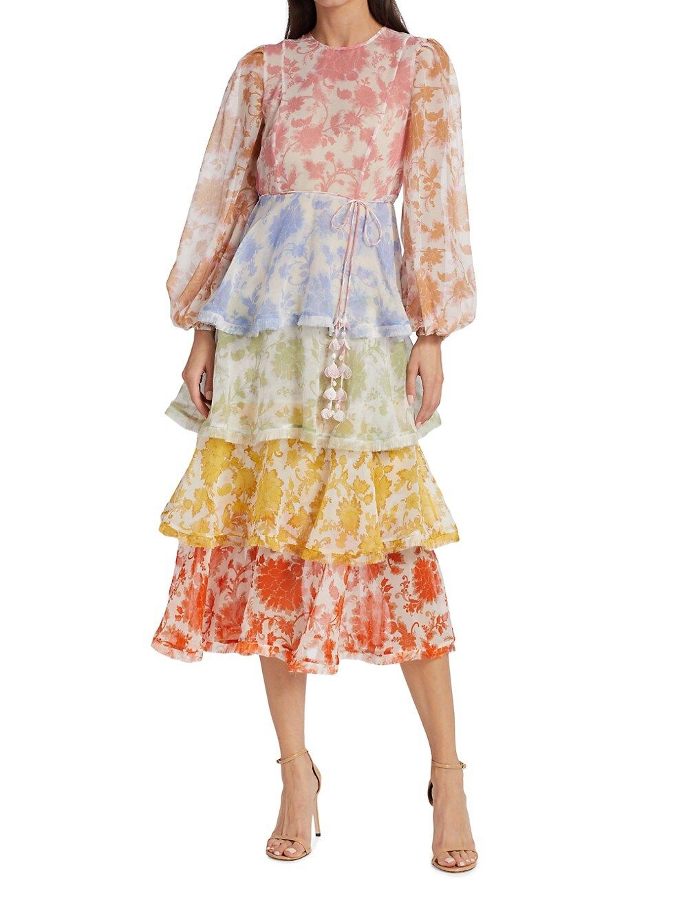 Flounce Cotton-Silk Midi Dress | Saks Fifth Avenue