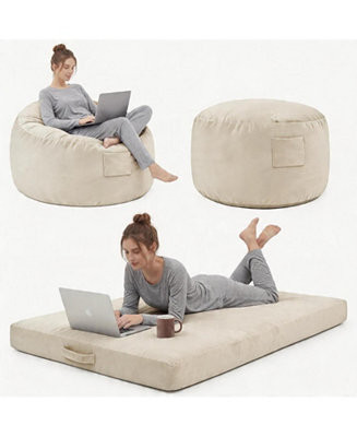 4 in 1 Adult Bean Bag Chair, Large Beanbag with Memory Foam and Removable Cover, Oversized Flanne... | Macy's