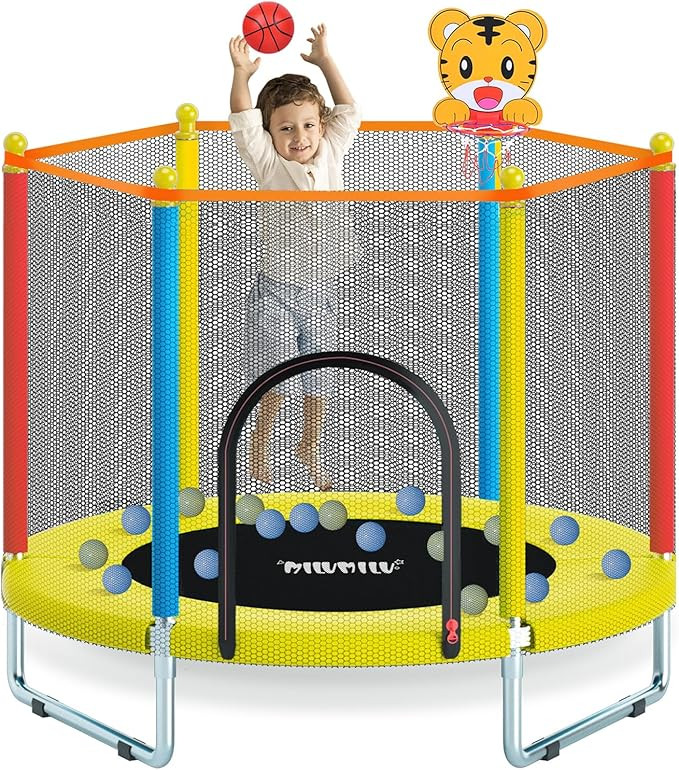 Indoor Outdoor Trampoline for Kids,MILUMILU Toddler Trampoline with Safety Enclosure Net,Mini Bab... | Amazon (US)