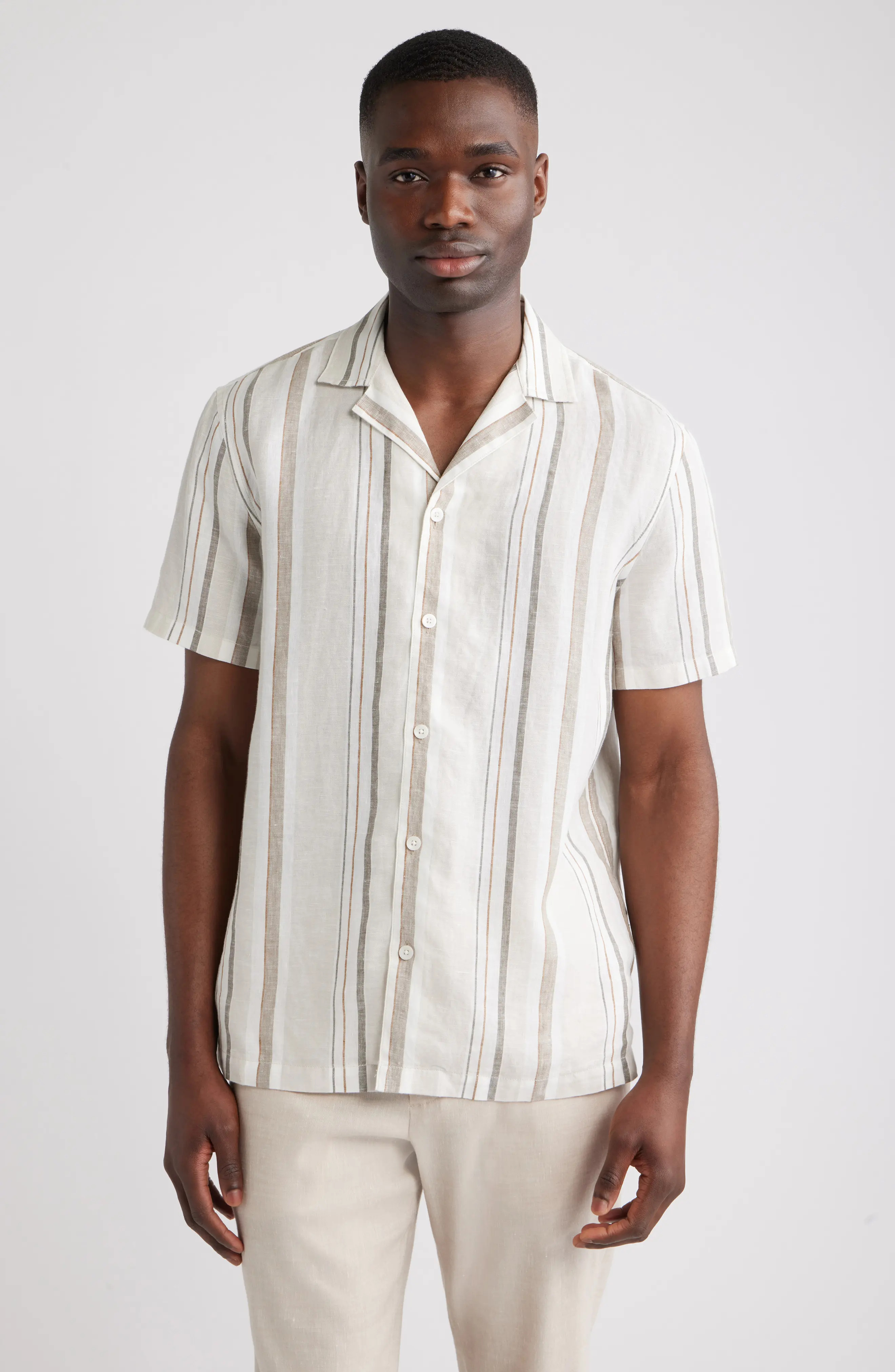 Stripe Linen Camp Shirt (Men) | Nordstrom | Nordstrom