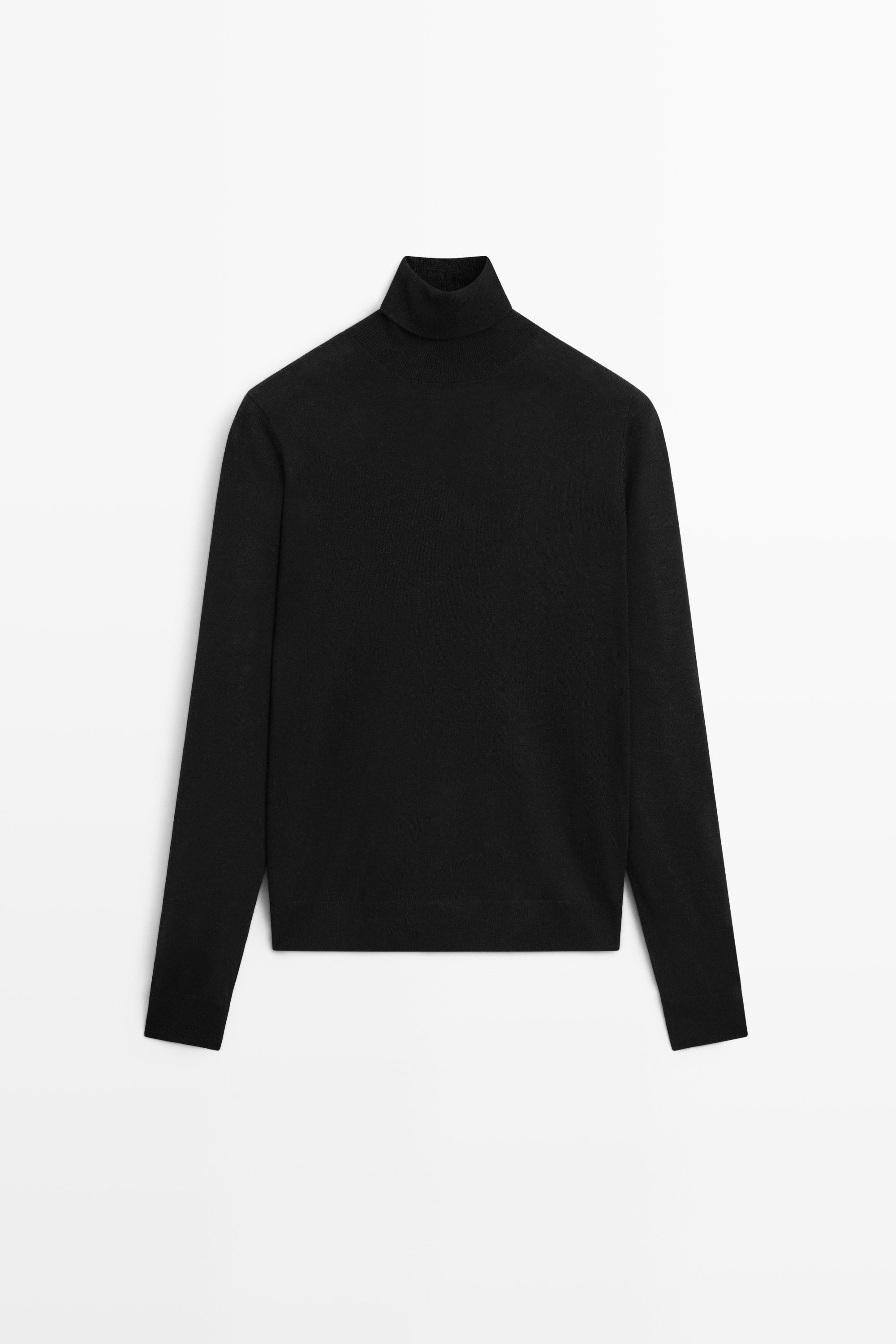 Wool-blend turtleneck knit sweater | Massimo Dutti UK