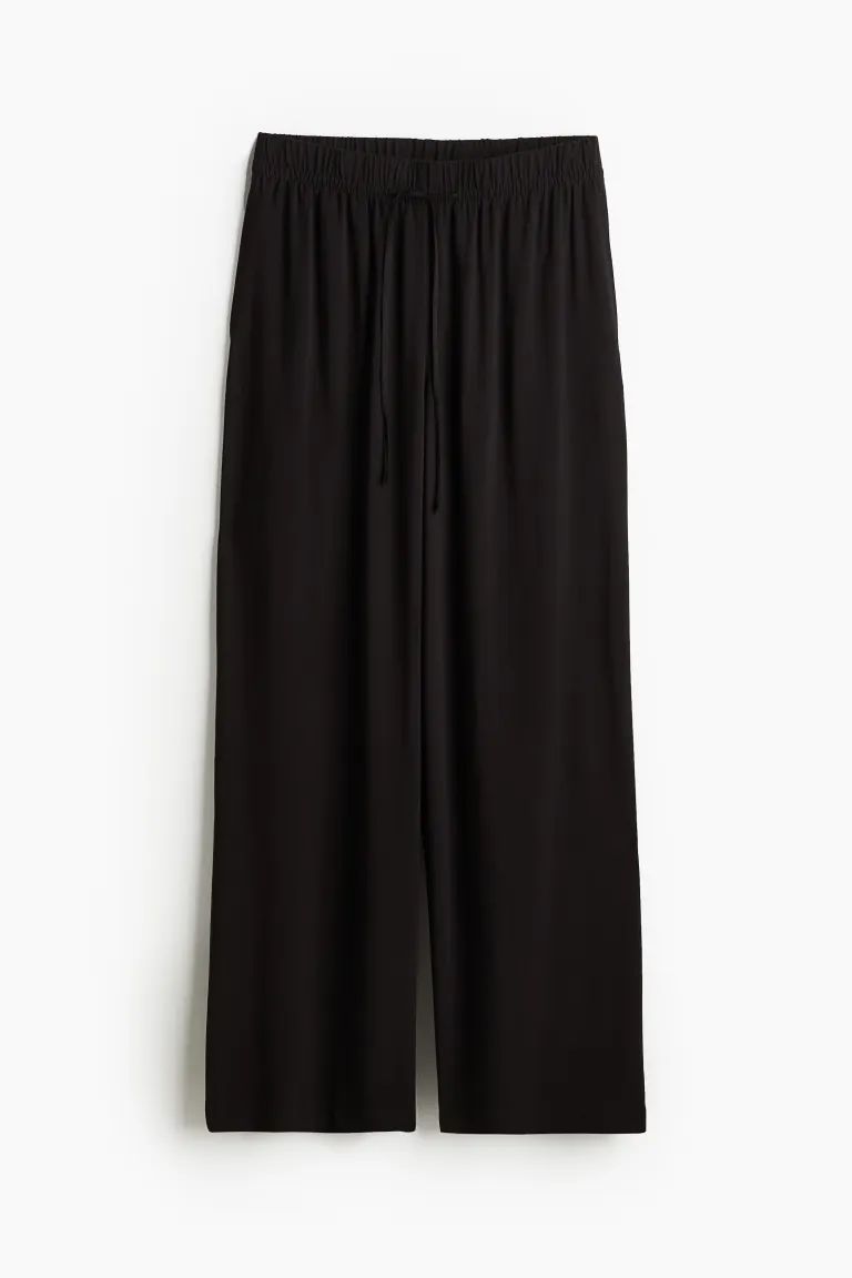 Wide-cut Pull-on Pants - Dark khaki green - Ladies | H&M US | H&M (US + CA)
