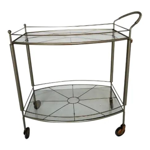 Vintage 2-Tier Glass Bar Cart | Chairish