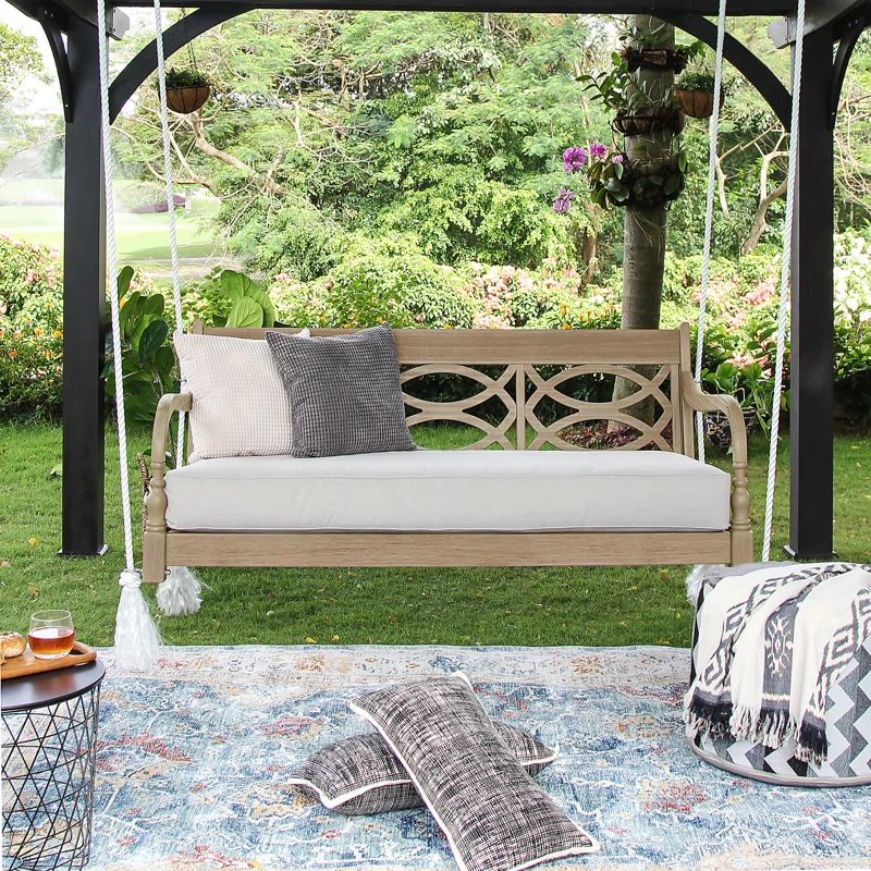 Dexter 2 Person Solid Wood Porch Swing Daybed | Wayfair Professional