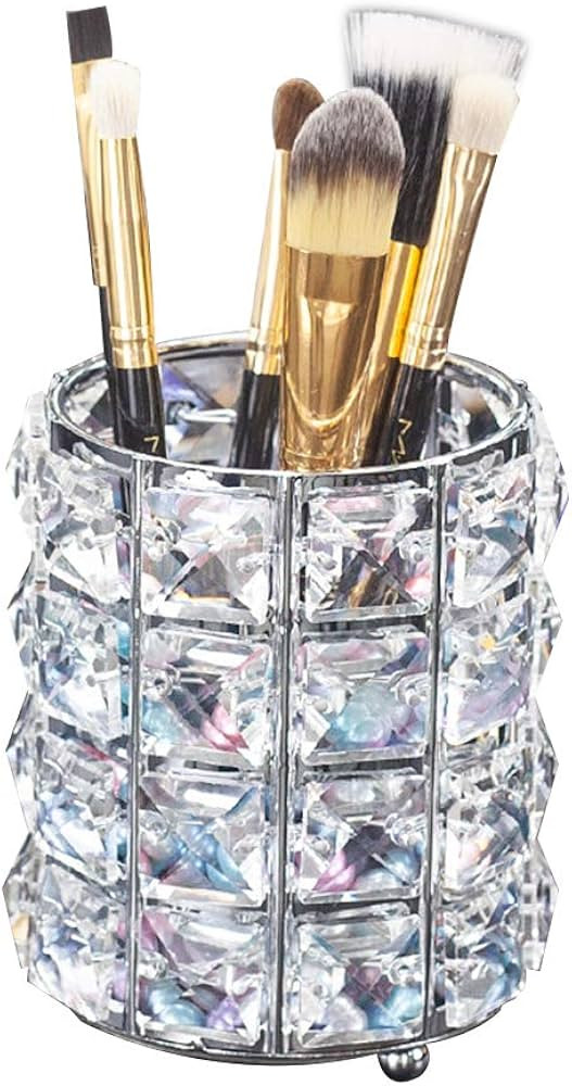 Makeup Brush Holder Organizer Golden Crystal Bling Personalized Gold Comb Brushes Pen Pencil Stor... | Amazon (CA)