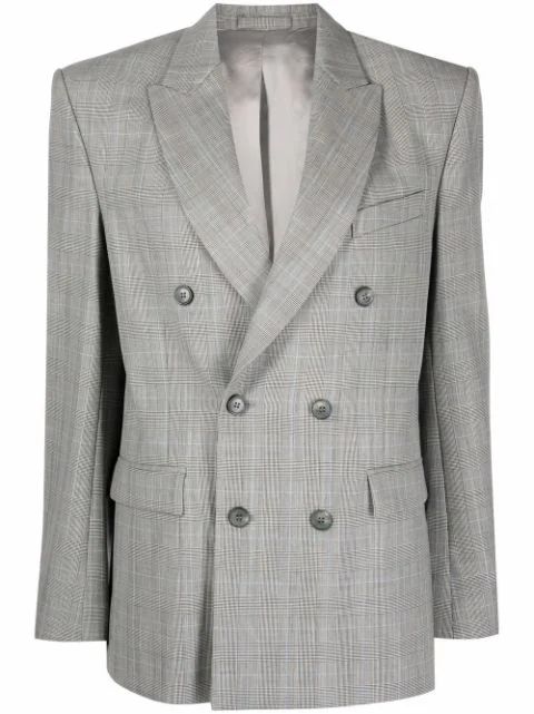 double-breasted checked blazer | Farfetch Global