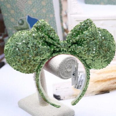 Mickey Green Sequin Bow Exclusive Rare Minnie Mouse Ears Disney-Parks Headband | eBay US
