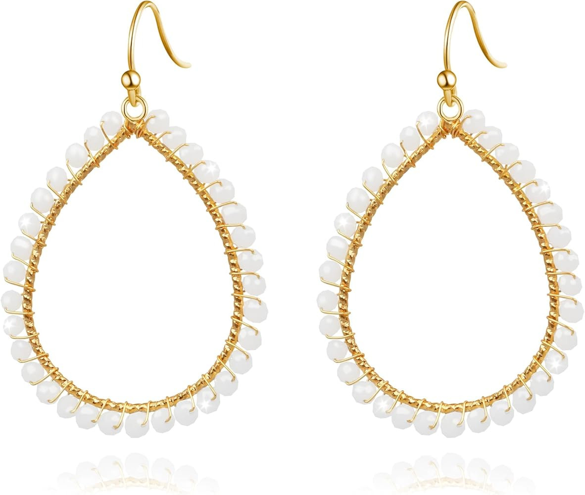 Summer Earrings for Women, Teardrop Boho Earrings Dangling Gold Hoop Earrings as Vacation Beach J... | Amazon (US)