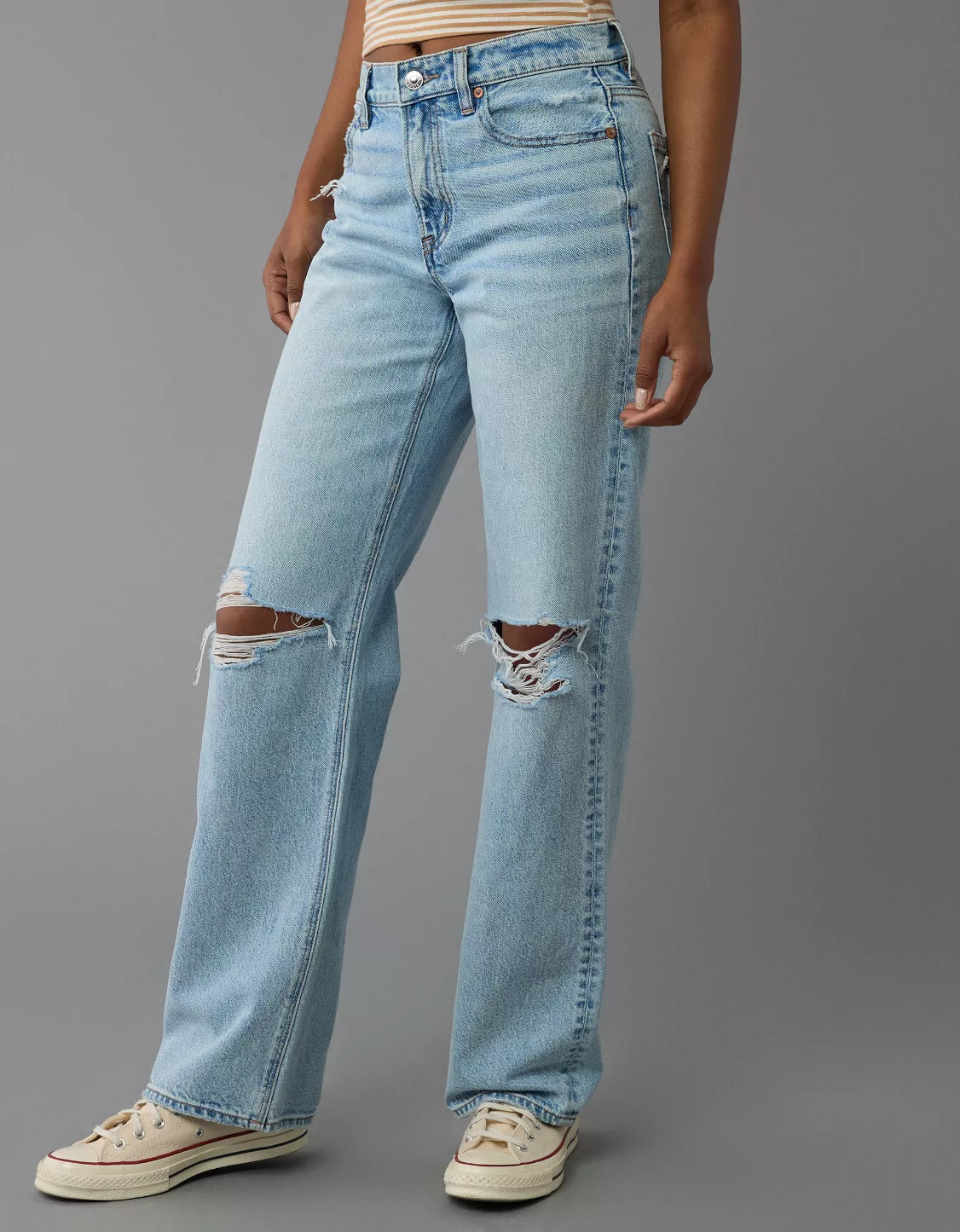 AE Strigid Ripped High-Waisted Stovepipe Jean | American Eagle Outfitters (US & CA)