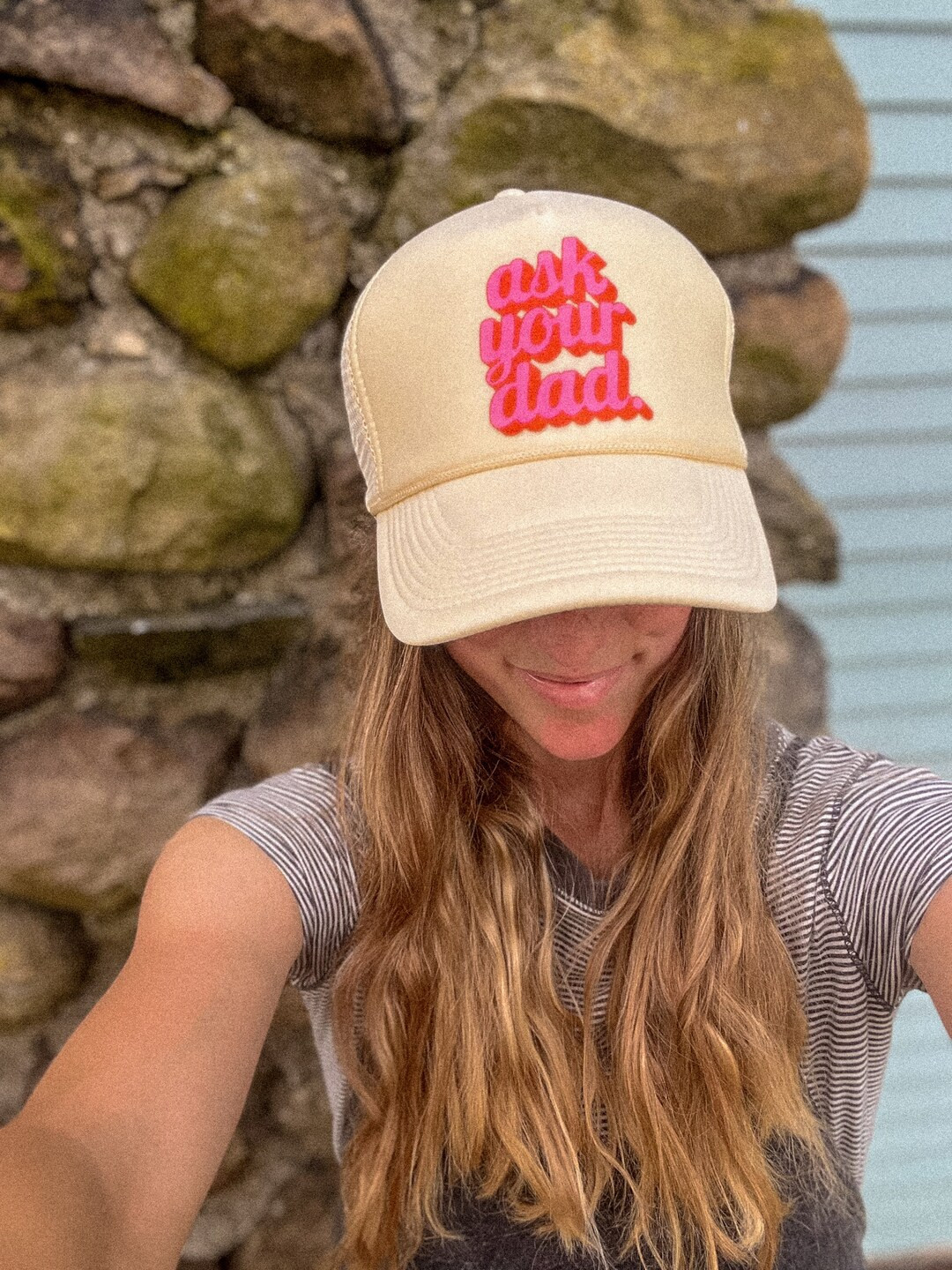 Go Ask Your Dad Trucker Hat, Mama Trucker Hat, Beige Trucker Hat Women, GIFT for Her, Trendy Truc... | Etsy (US)