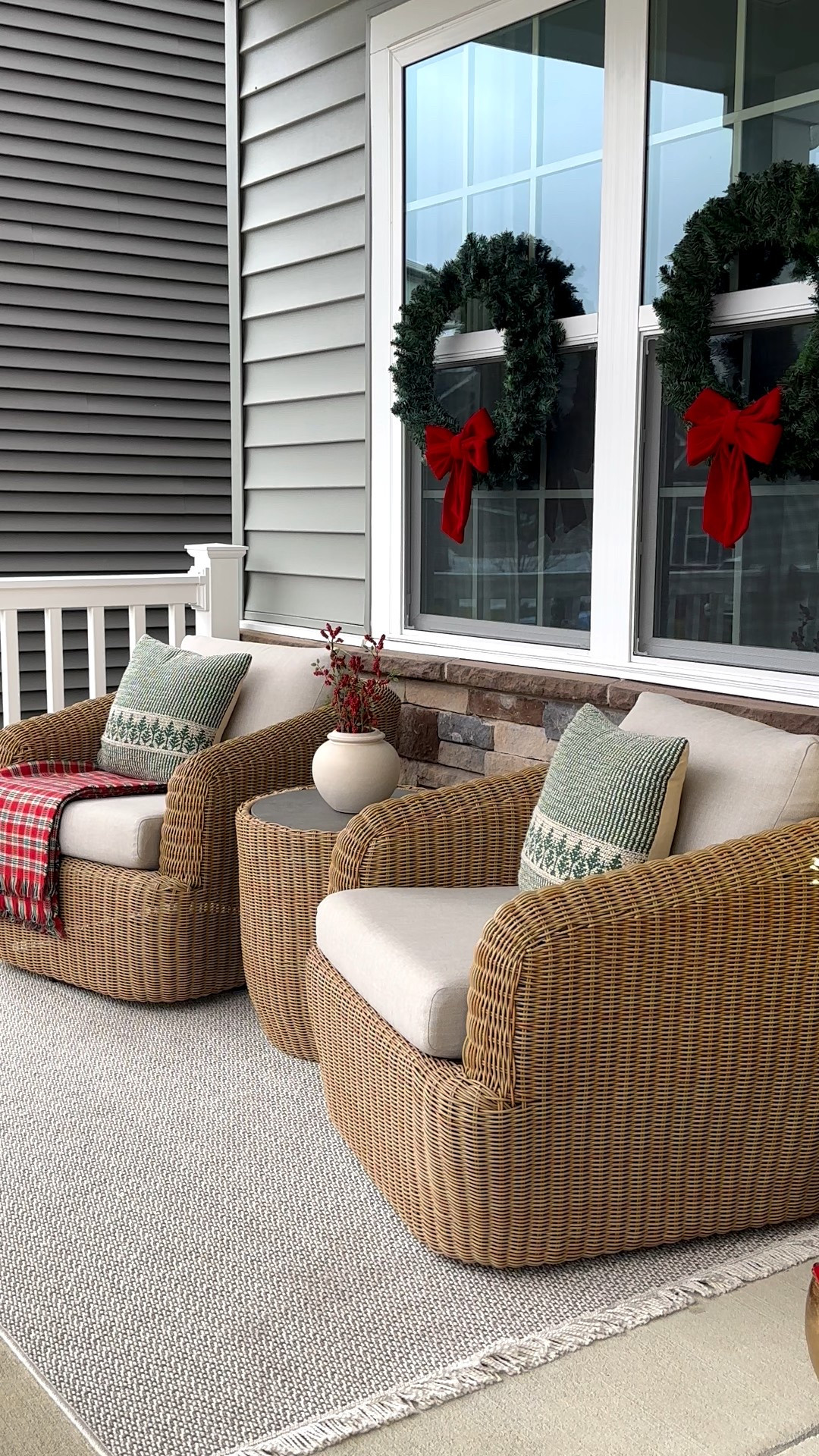 Cozy and welcoming holiday front porch 
#outdoorchristmasdecor #holidaydecor #outdoorholidaydecor #frontporchdecor

#LTKSeasonal #LTKHoliday #LTKHome