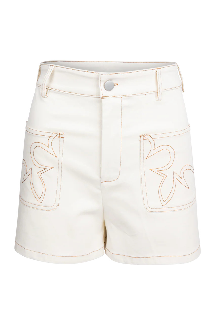 Main Strip Neutral Embroidered Western Shorts | Pinto Ranch | Pinto Ranch