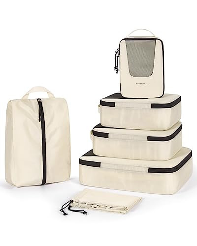 BAGSMART Packing Cubes for Travel, 6 Set Suitcase Organizer Bags Set & Packing Cubes for Travel, Lightweight Packing Organizers with Shoe Bag & Luandry Bag | Amazon (US)