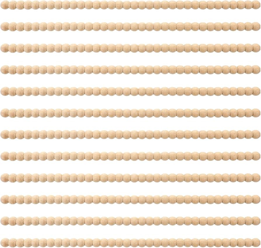 Nuanchu 12 Pcs Decorative Beaded Wood Trim Molding Half Wooden Beads Bobbin Trims 15.75 Inch Unfi... | Amazon (US)