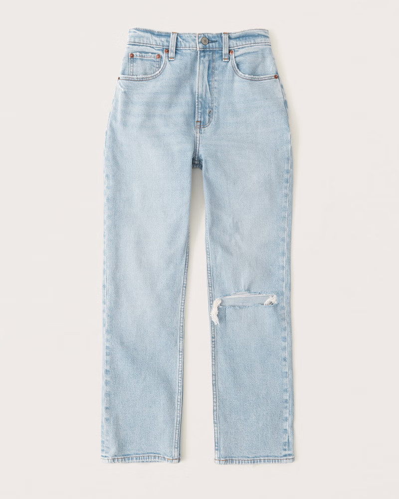 Curve Love Ultra High Rise Ankle Straight Jeans | Abercrombie & Fitch (US)