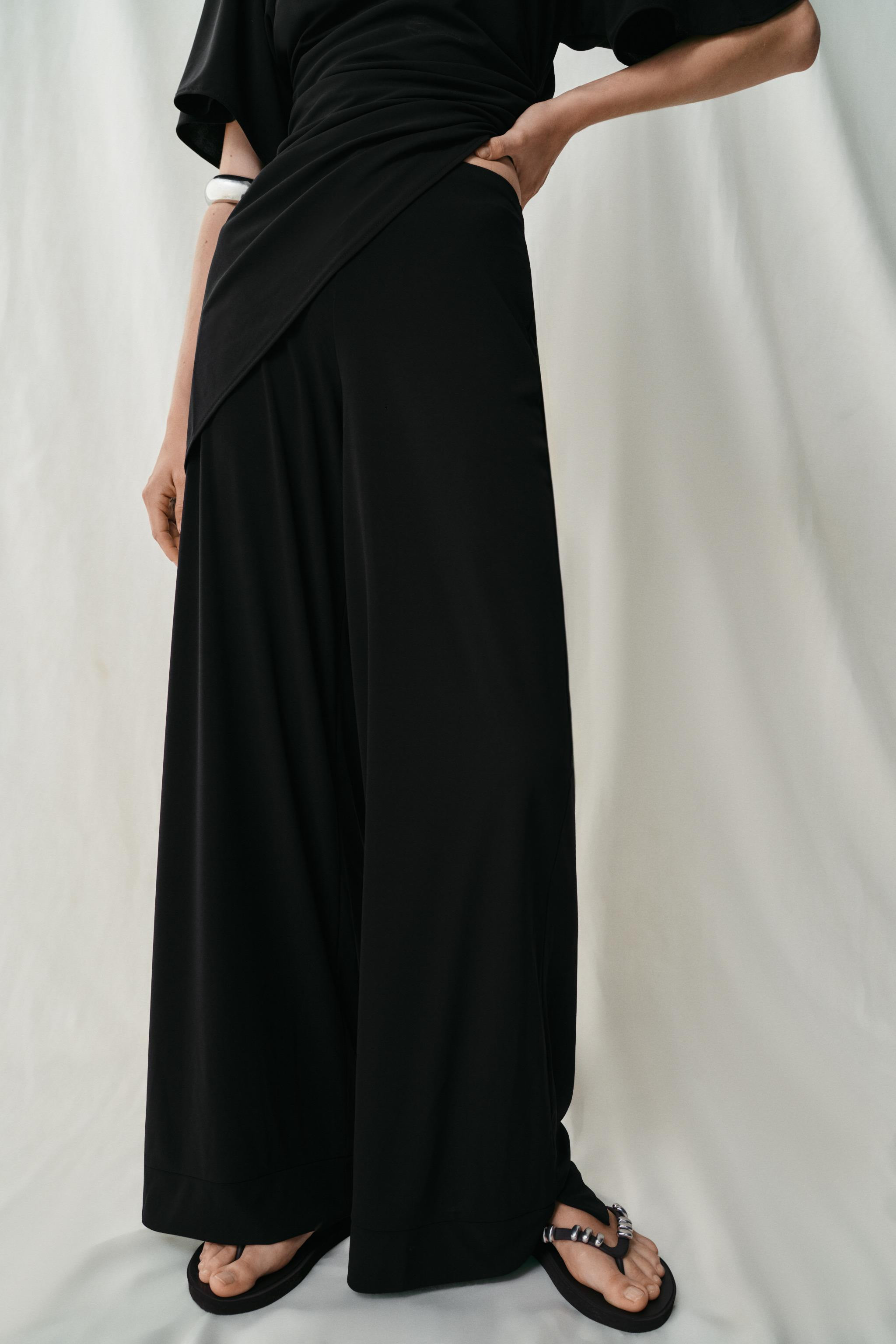 CREPE STRAIGHT LEG PANTS WITH VENTS | Zara US
