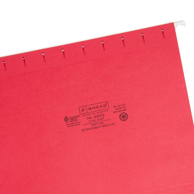Smead 64059 Hanging File Folders, 1/5 Tab, 11 Point Stock, Letter, Assorted Colors, 25/Box - Walm... | Walmart (US)