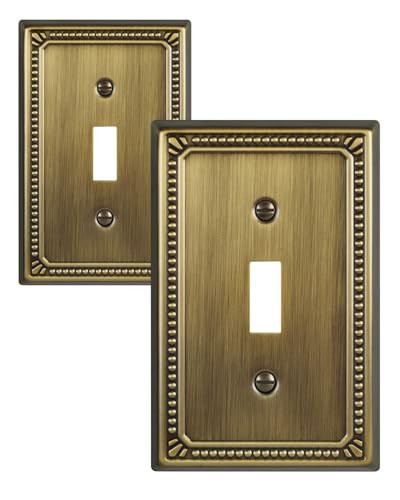 ZILLSEA Sunken Pearls Decorative Toggle Wall Plates, 2-Pack Antique Brass Light Switch Covers, 1-Gang Metal Switch Plate Covers, 3.15''*4.88'', Midsize | Amazon (US)