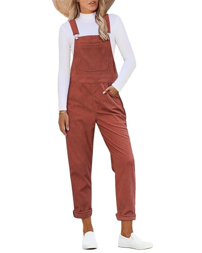 Luvamia Corduroy Overalls for Women - Adjustable Straps Fashion Bib - Plus Size - Apricot Brandy - XX-Large (Fits Size 20-22) | Amazon (US)