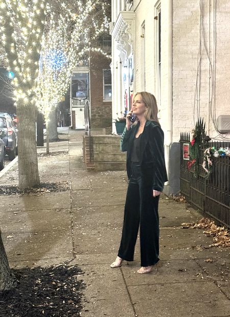 I went for it with a 2 piece stretch velvet green suit from Nicole Miller! I wore it out with a gold sandal and gold clutch to a holiday party and then wore just the blazer with a pair of flared jeans and a boot to my grandson’s winter chorus concert. So so comfortable, it is 

#LTKparties #LTKHoliday #LTKSeasonal