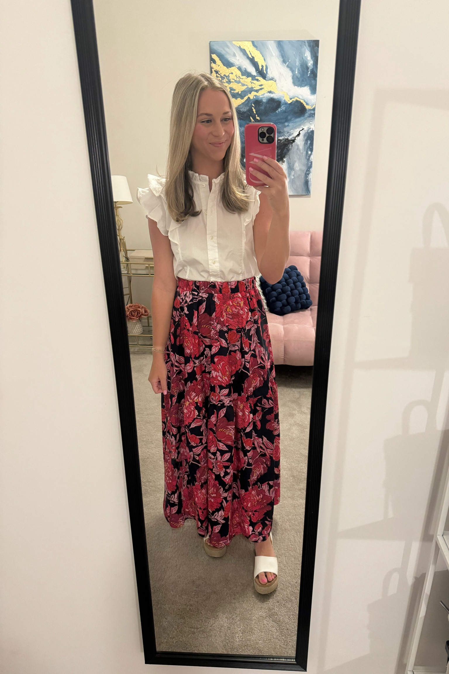 Absolutely stunning pink floral maxi skirt 🩷 Looks so high end with a SHEIN price. Wearing a size small  

#LTKFindsUnder50 #LTKStyleTip #LTKSeasonal