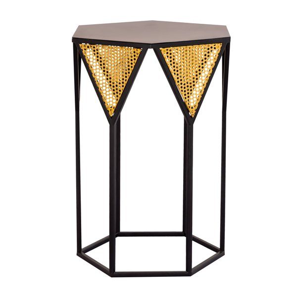 TOV Furniture Surat Hexagonal Iron Side Table with Gold Accents | Walmart (US)