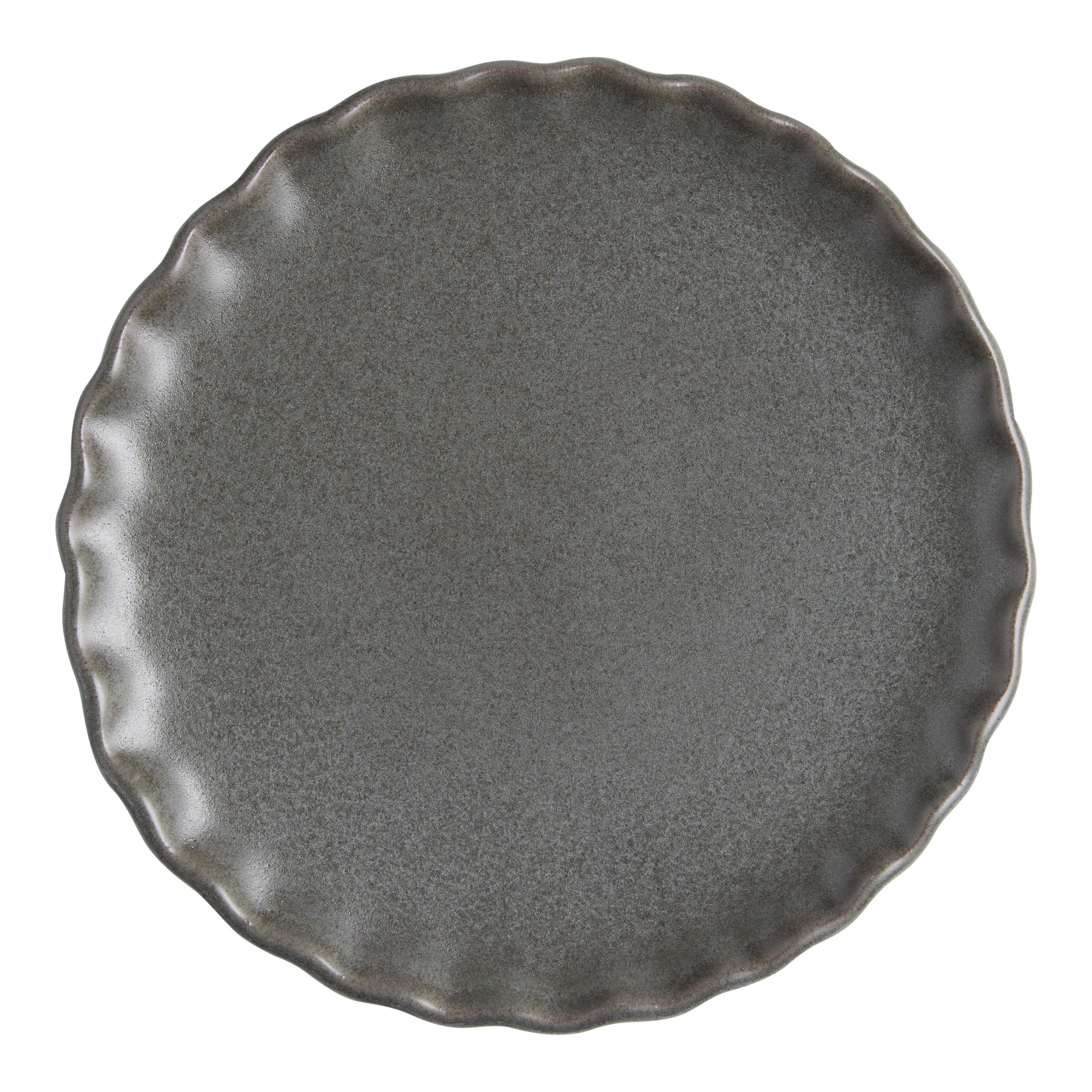 Silva Charcoal Gray Reactive Glaze Ruffle Rim Salad Plate | World Market