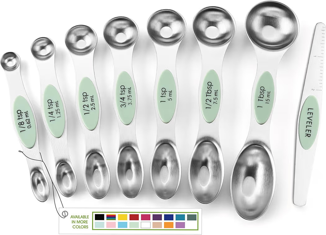Spring Chef Stainless Steel Magnetic Measuring Spoons Set of 8 with Leveler, Dual Sided Teaspoon ... | Amazon (US)
