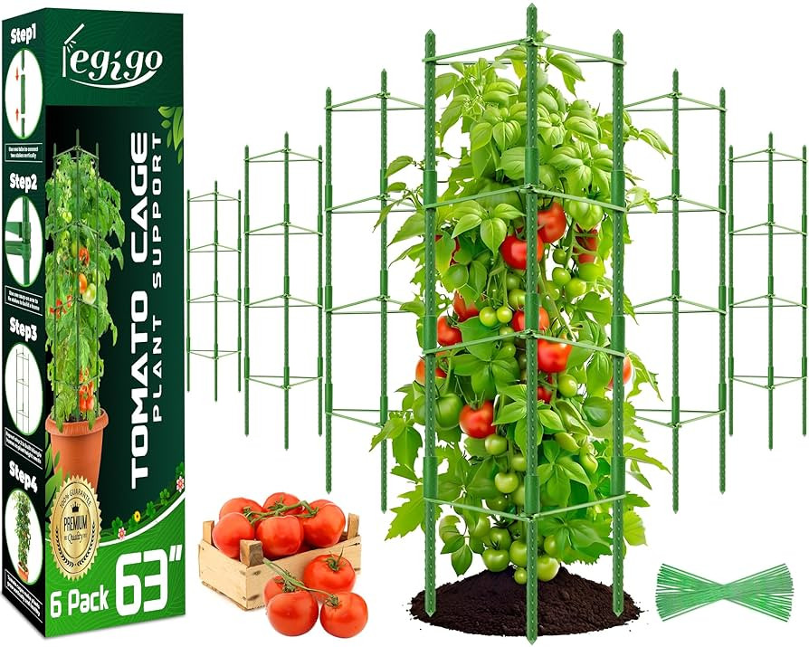 Legigo 6-Pack Tomato Cage for Garden Plant Support- Up to 63inch Garden Stakes Tomato Cage, Tomat... | Amazon (US)