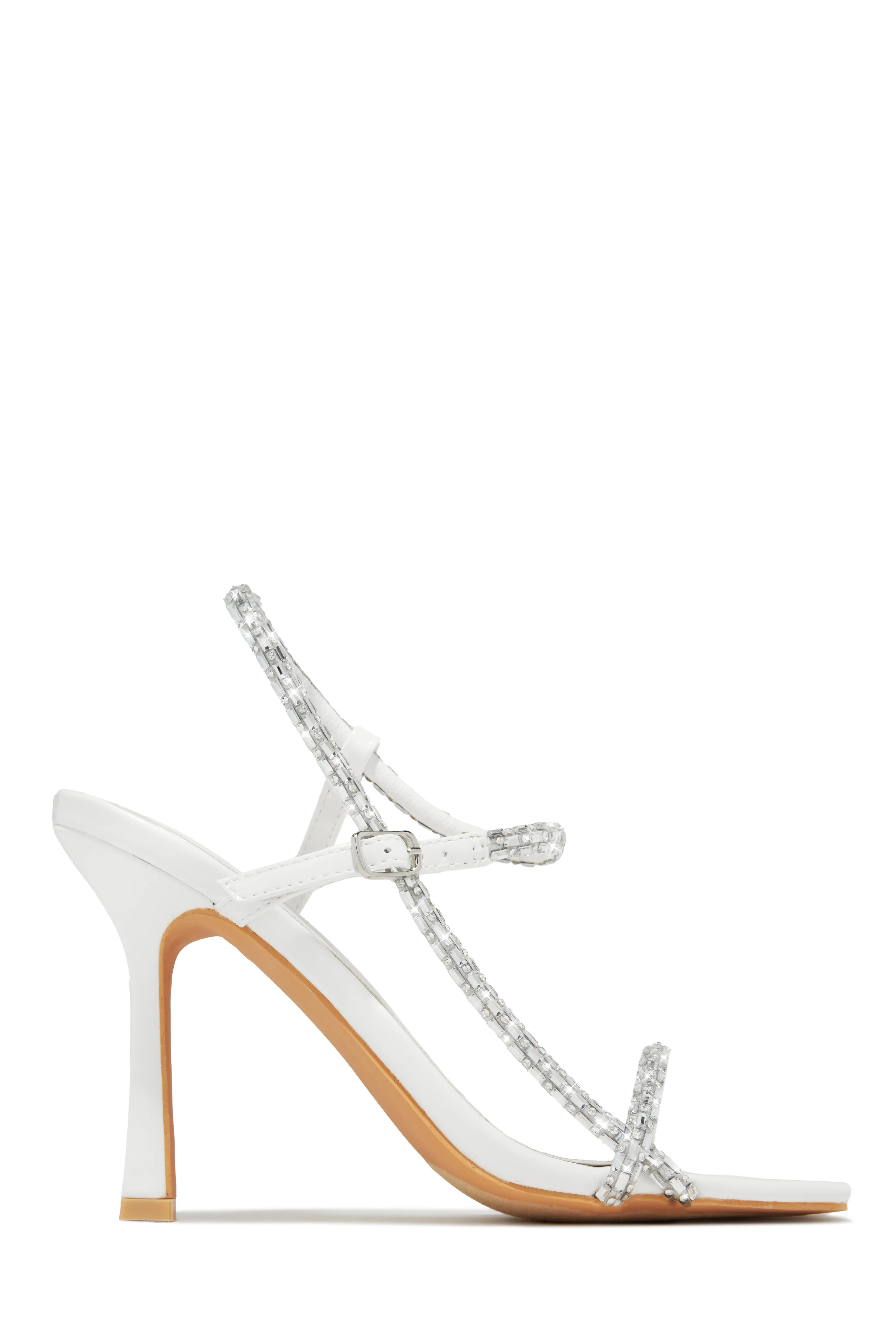Anella Embellished Heels - White 8.5 / White | MISS LOLA