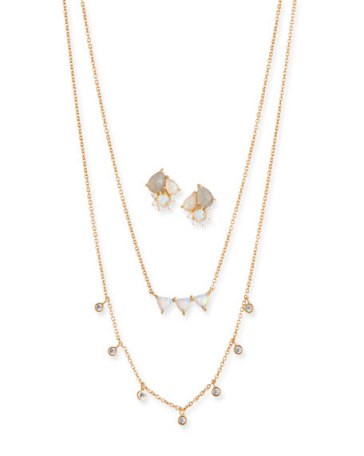 Tai Cubic Zirconia Opal Earrings & Necklace Set | Neiman Marcus