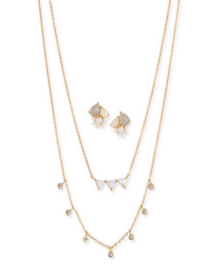 Tai Cubic Zirconia Opal Earrings & Necklace Set | Neiman Marcus