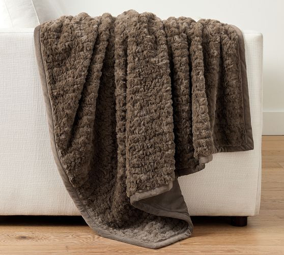 Diamond Ridge Faux Fur Throw | Pottery Barn (US)