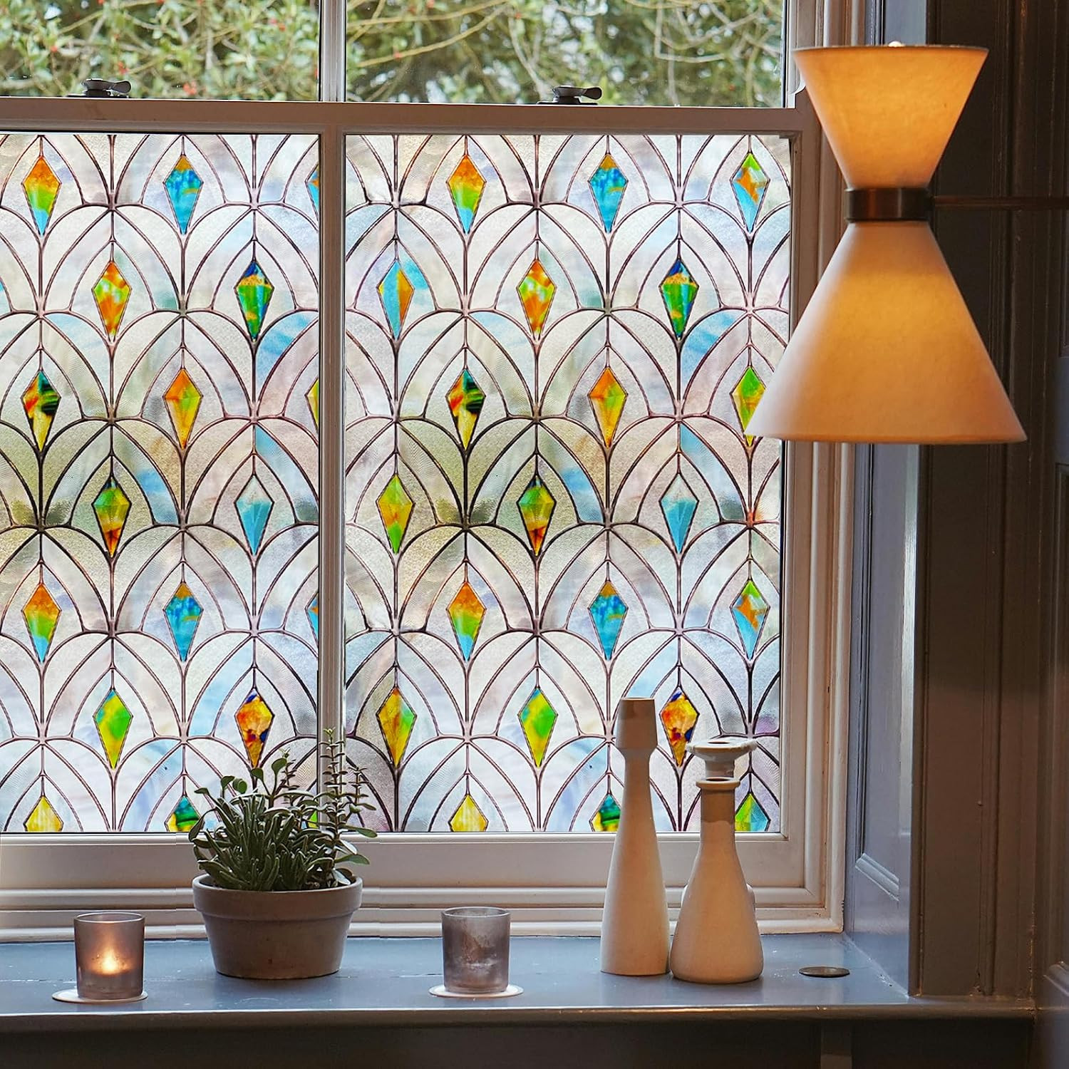 Stained Glass Window Film Privacy for Glass Windows, Malachite 44x120cm | Amazon (UK)