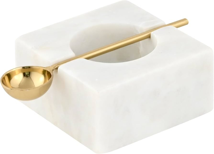 Cruiser’s Caché | White Marble Salt Cellar and Gold Spoon Set | Hand Crafted Natural Marble | ... | Amazon (US)