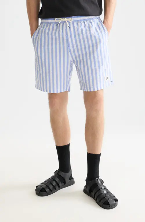 Scotch & Soda Stripe Midlength Swim Trunks in Classic Stripe Infinity at Nordstrom, Size Small | Nordstrom