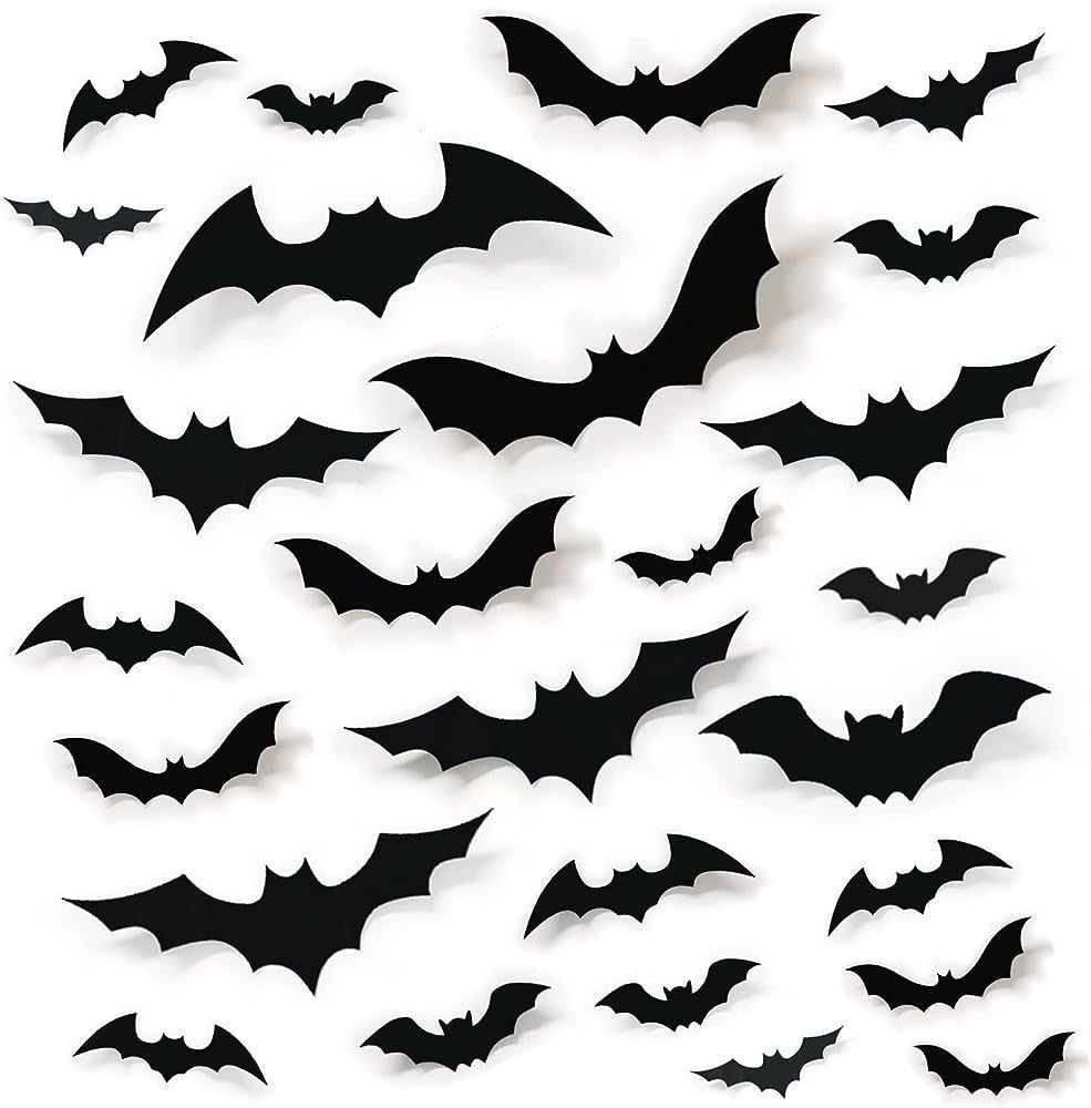 Amazon.com: 68Pcs Bat Wall Decor, Halloween Bats Decorations 3D Bats Wall Decor Realistic PVC Bat... | Amazon (US)