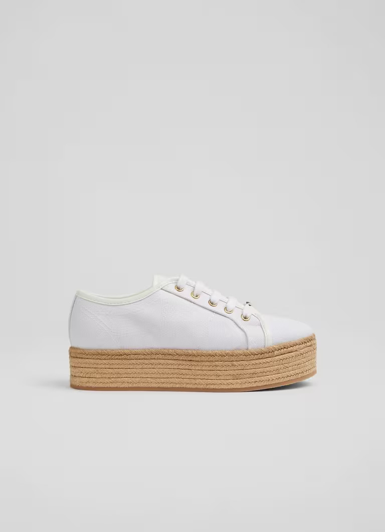 Rhys White Canvas Flatform Espadrille Sneakers | L.K. Bennett (UK)